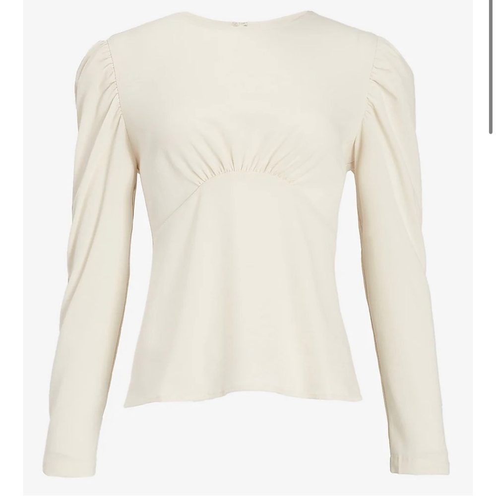 Express Seamed Puff Long Sleeve Blouse Top